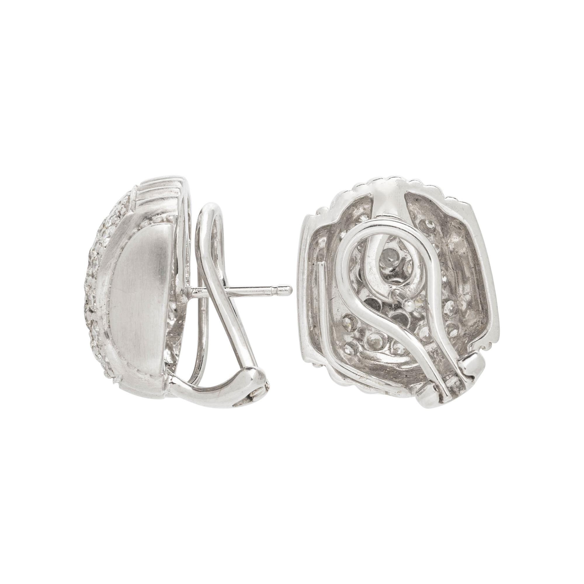 JUDITH RIPKA, WHITE GOLD AND DIAMOND EARCLIPS
