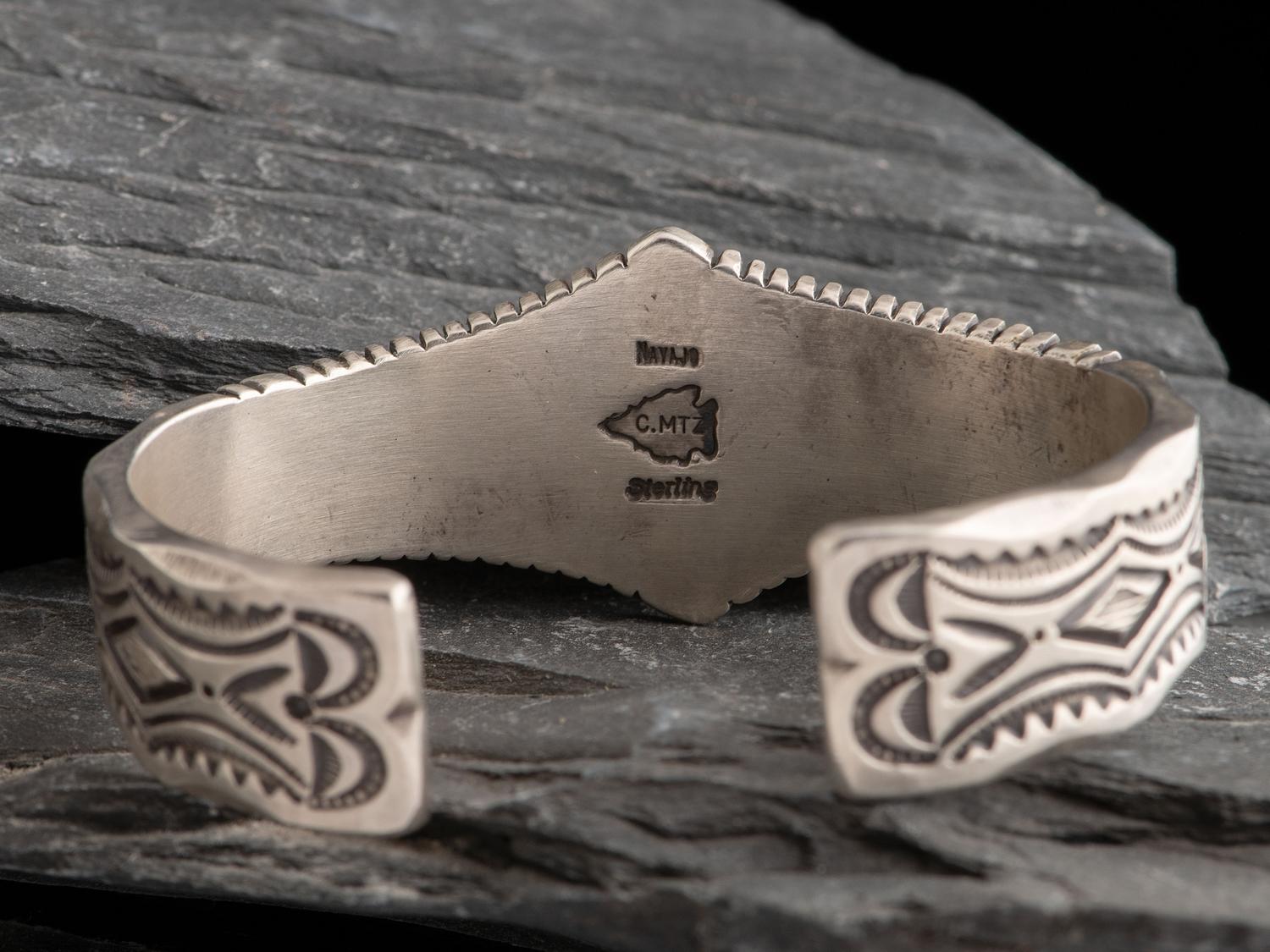 Heavily Stamped Sterling Silver Cuff Bracelet