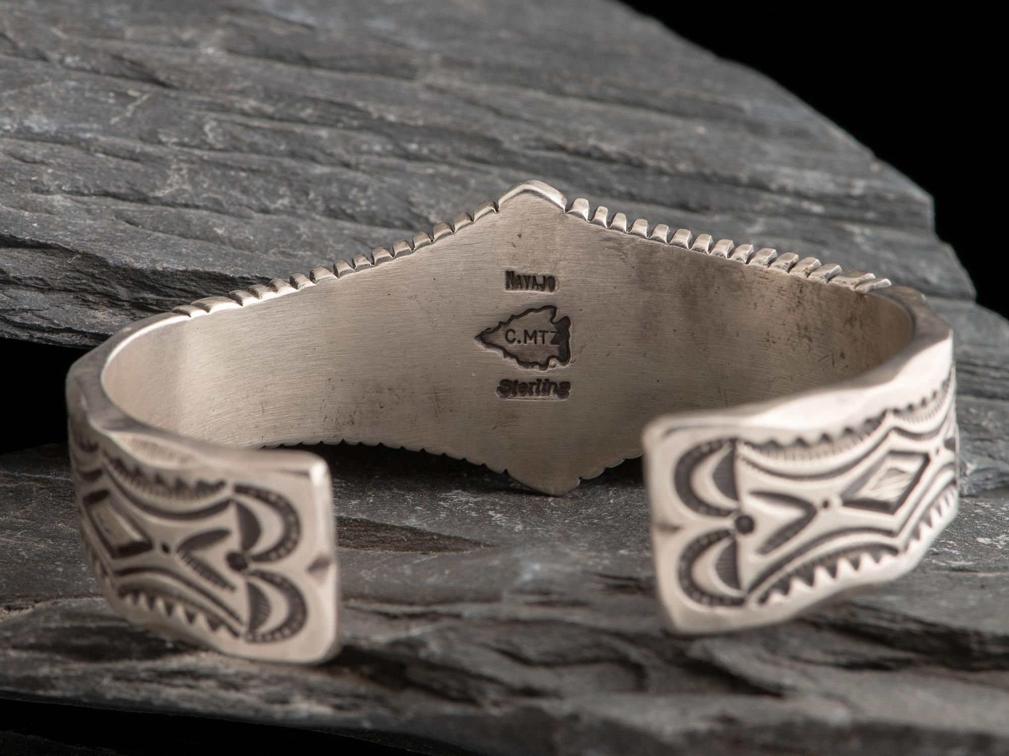 Heavily Stamped Sterling Silver Cuff Bracelet