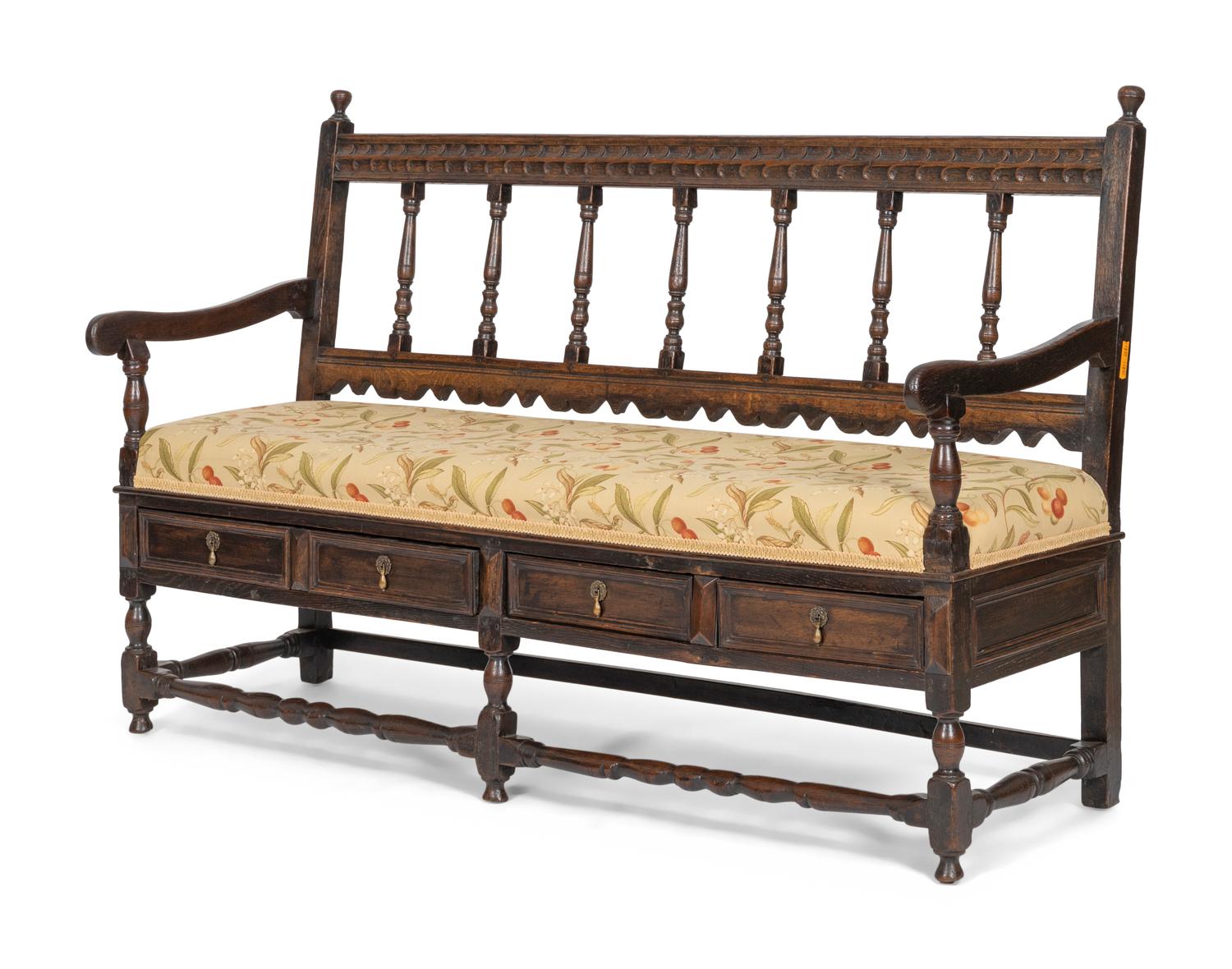 A Charles II Oak Hall Bench