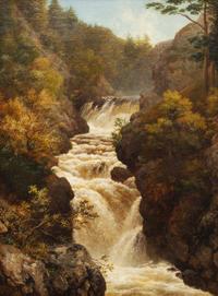 Edmund Marriner Gill, (British, 1820-1894), Falls on the River Briar, Atholl, Scotland, 1876