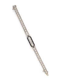 ART DECO, DIAMOND AND SYNTHETIC SAPPHIRE BRACELET