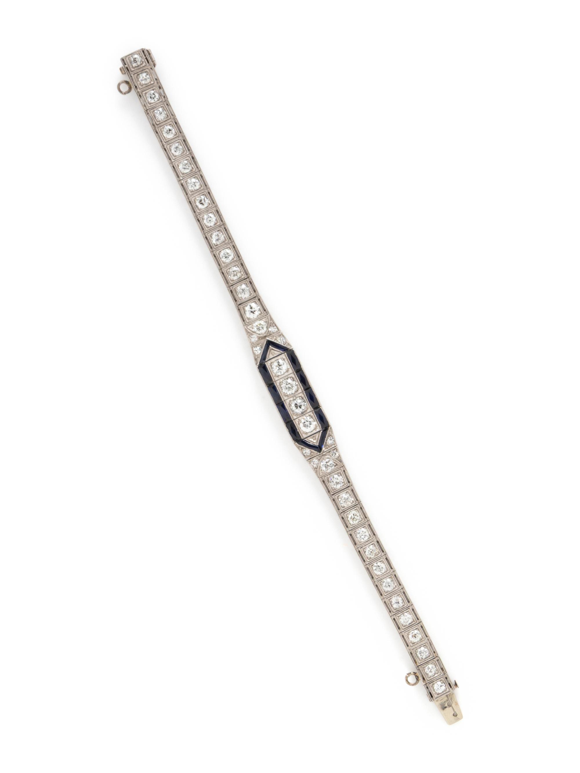ART DECO, DIAMOND AND SYNTHETIC SAPPHIRE BRACELET