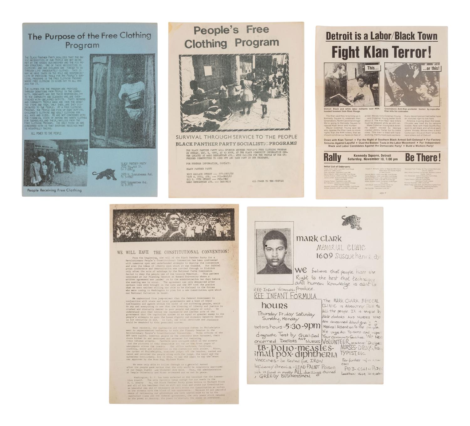 [BLACK PANTHER PARTY]. Newspapers, press photos, and original flyers related to protests and programs involving the Black Panther Party and its members.