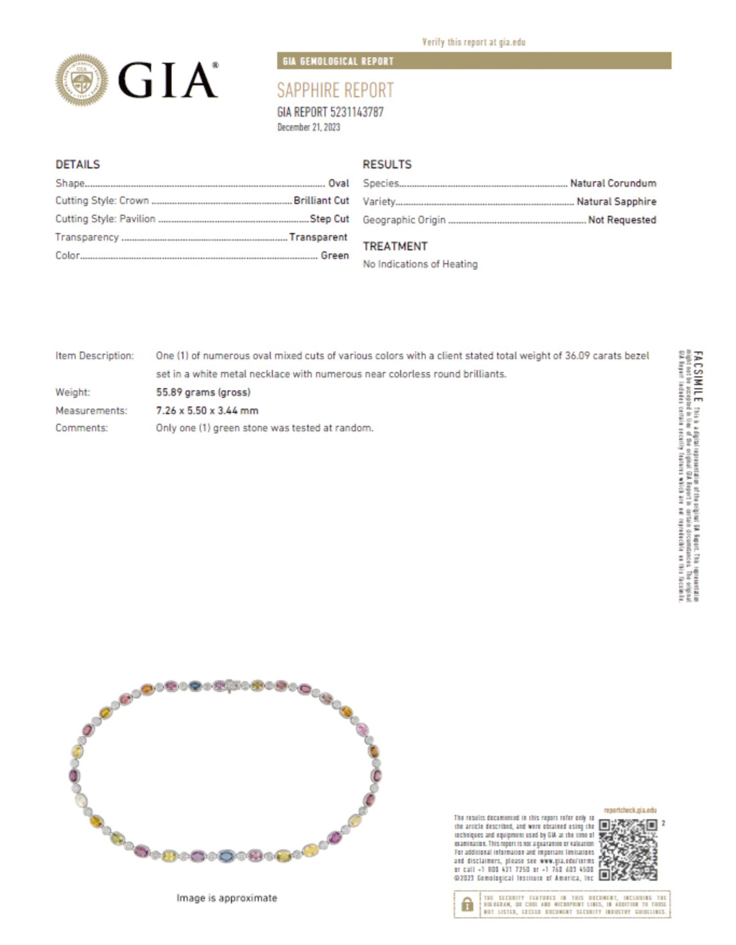 SHEFFIELD & SONS, MULTICOLOR SAPPHIRE, DIAMOND, AND PLATINUM NECKLACE