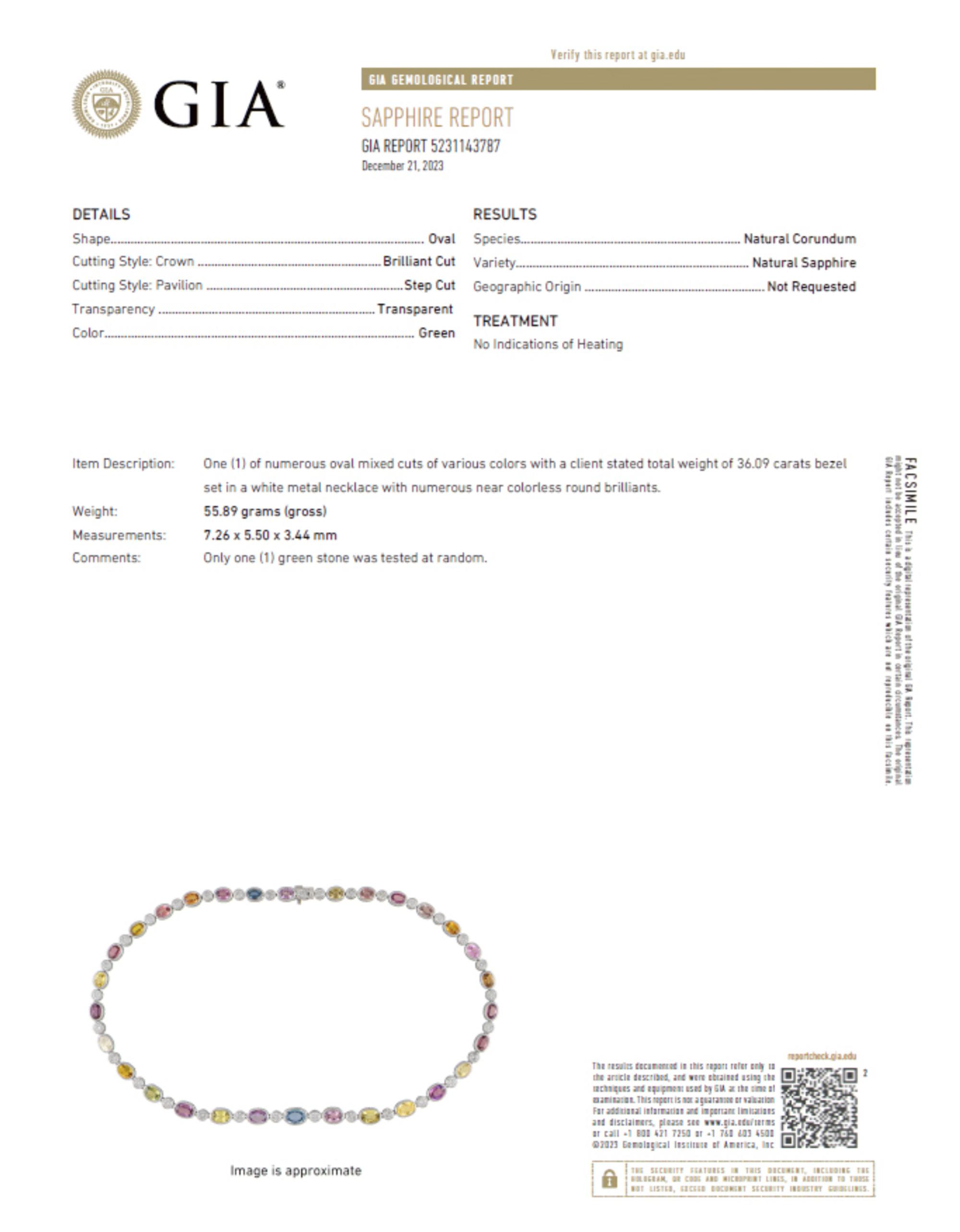 SHEFFIELD & SONS, MULTICOLOR SAPPHIRE, DIAMOND, AND PLATINUM NECKLACE