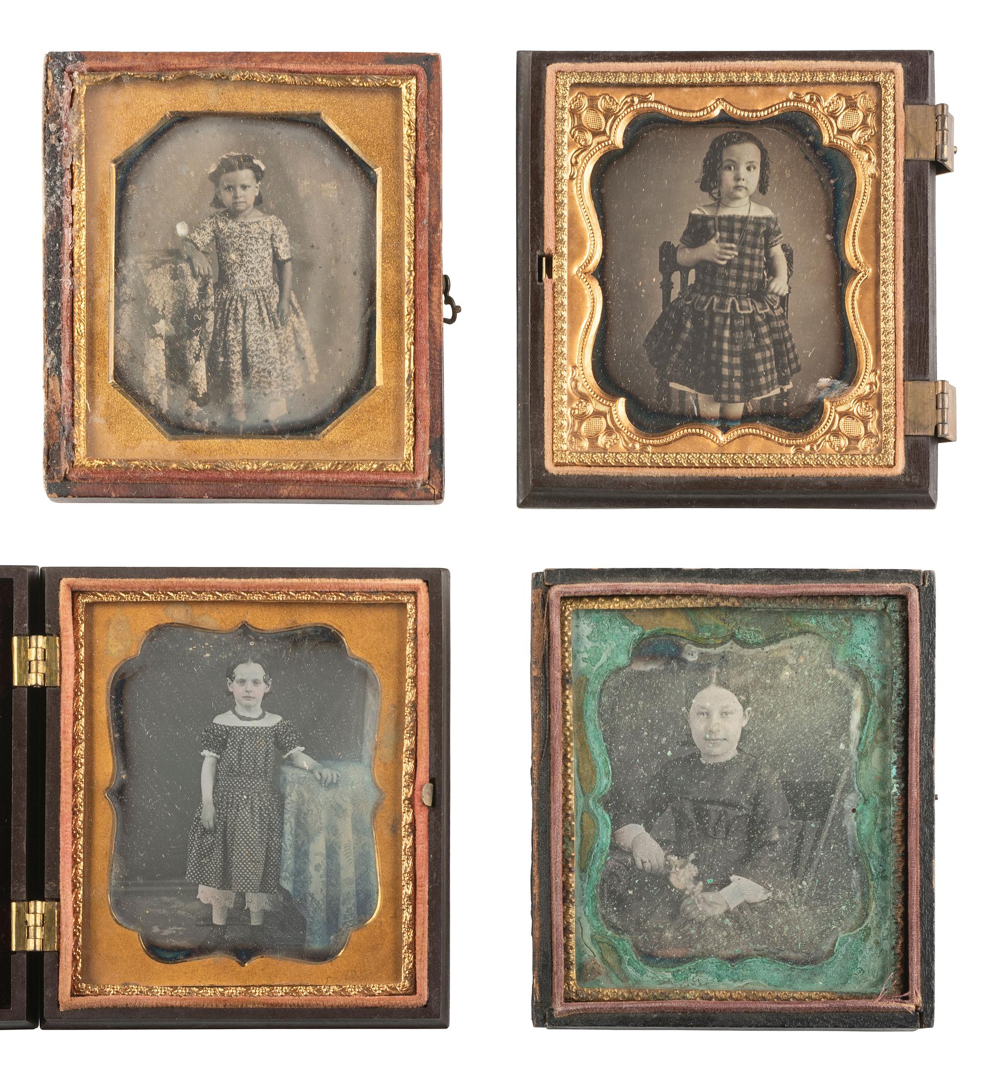[EARLY PHOTOGRAPHY]. 21 sixth plate daguerreotypes of children.