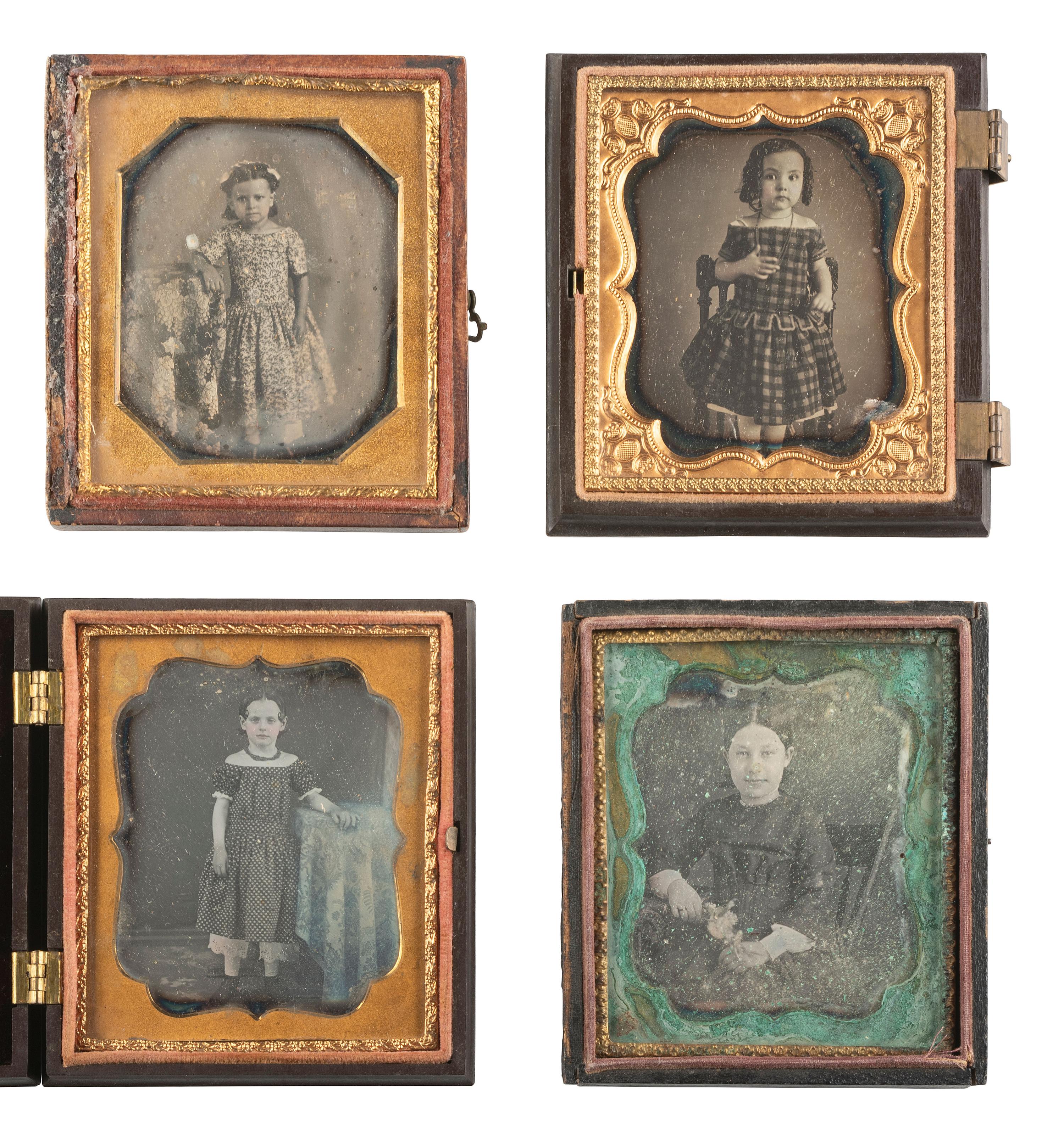 [EARLY PHOTOGRAPHY]. 21 sixth plate daguerreotypes of children.