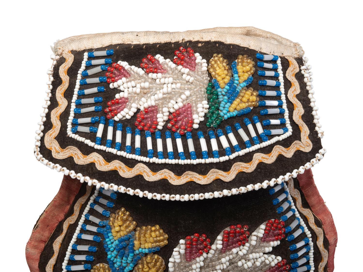 Haudenosaunee Beaded Purse, Moccasins, and Glengarry Cap