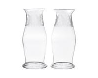 A Pair Of Cut And Etched Uncolored Glass Hurricane Globes