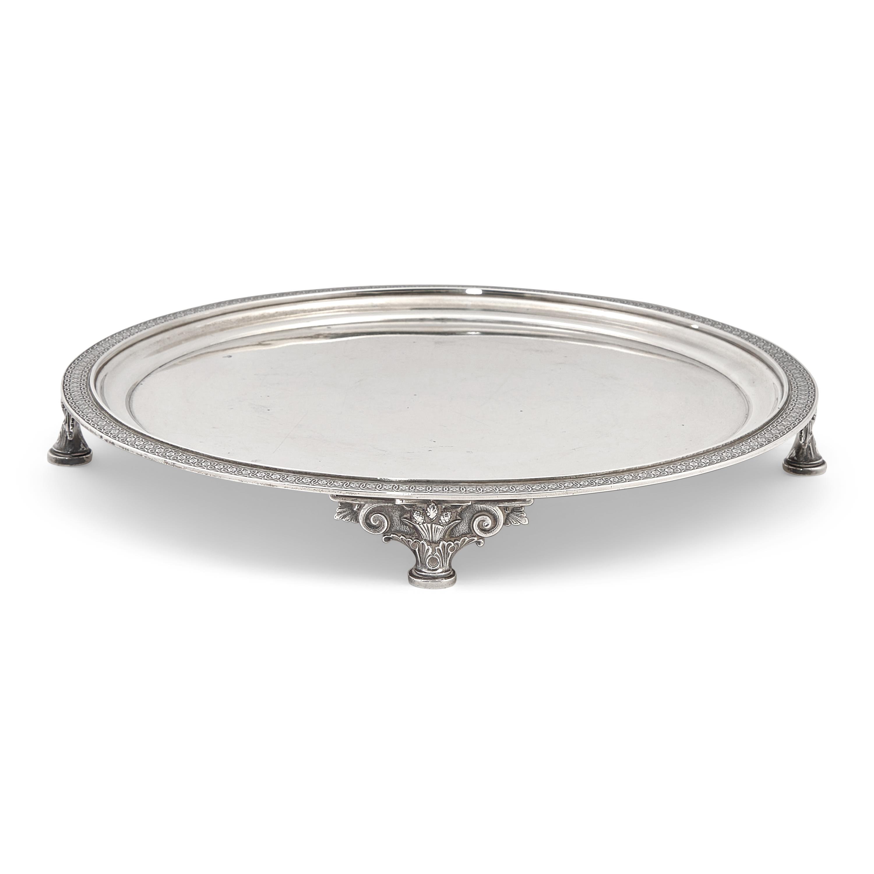 A Late Classical Sterling Silver Footed Round Tray