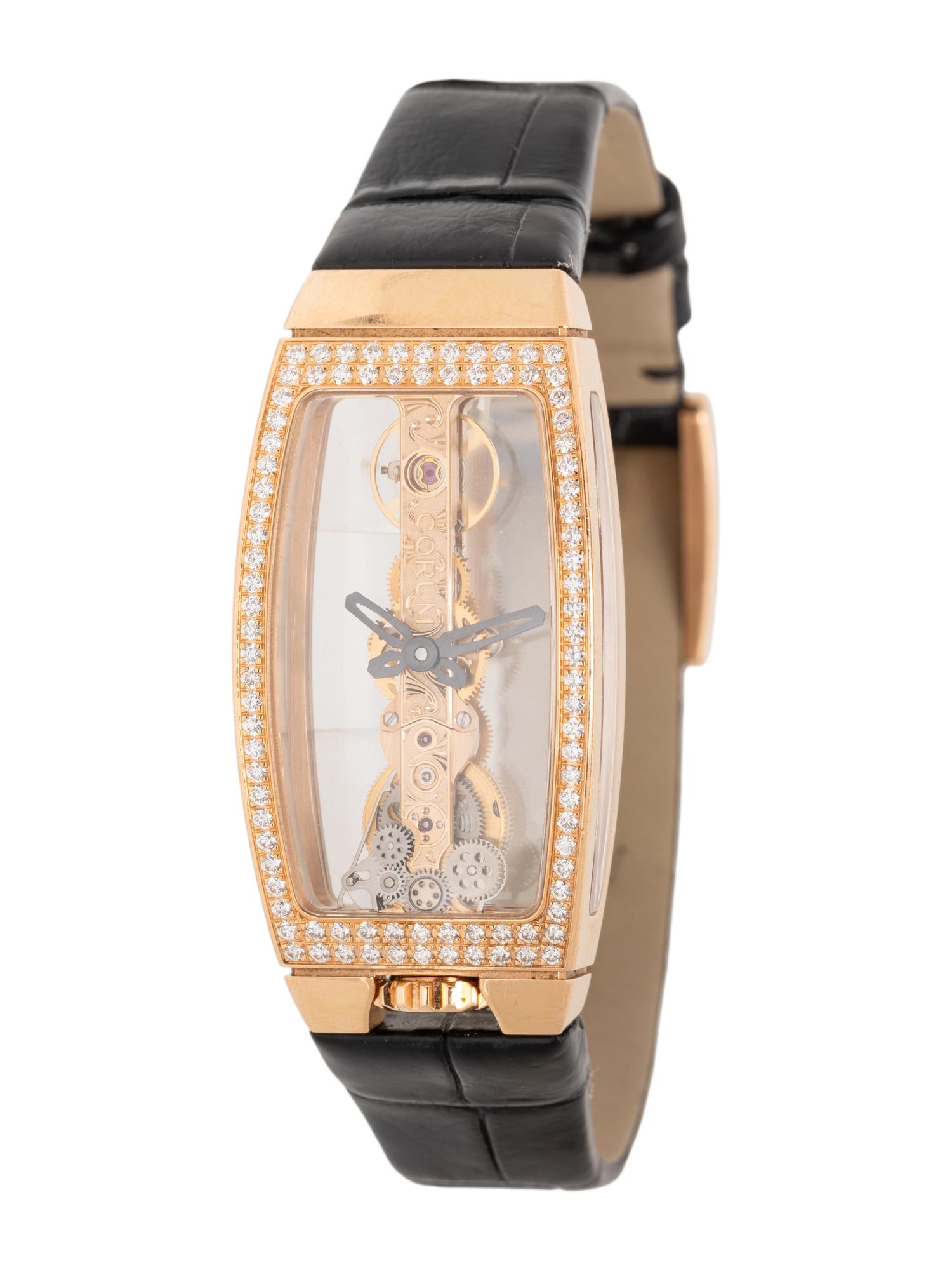 CORUM, ROSE GOLD AND DIAMOND 'MISS GOLDEN BRIDGE' WATCH