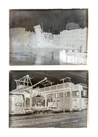 (CHICAGO, PHOTOGRAPHY). A collection of glass plate negatives featuring different Chicago engineering projects. Chicago, c. 1890-1900.