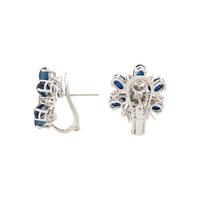 SAPPHIRE AND DIAMOND FLOWER EARCLIPS
