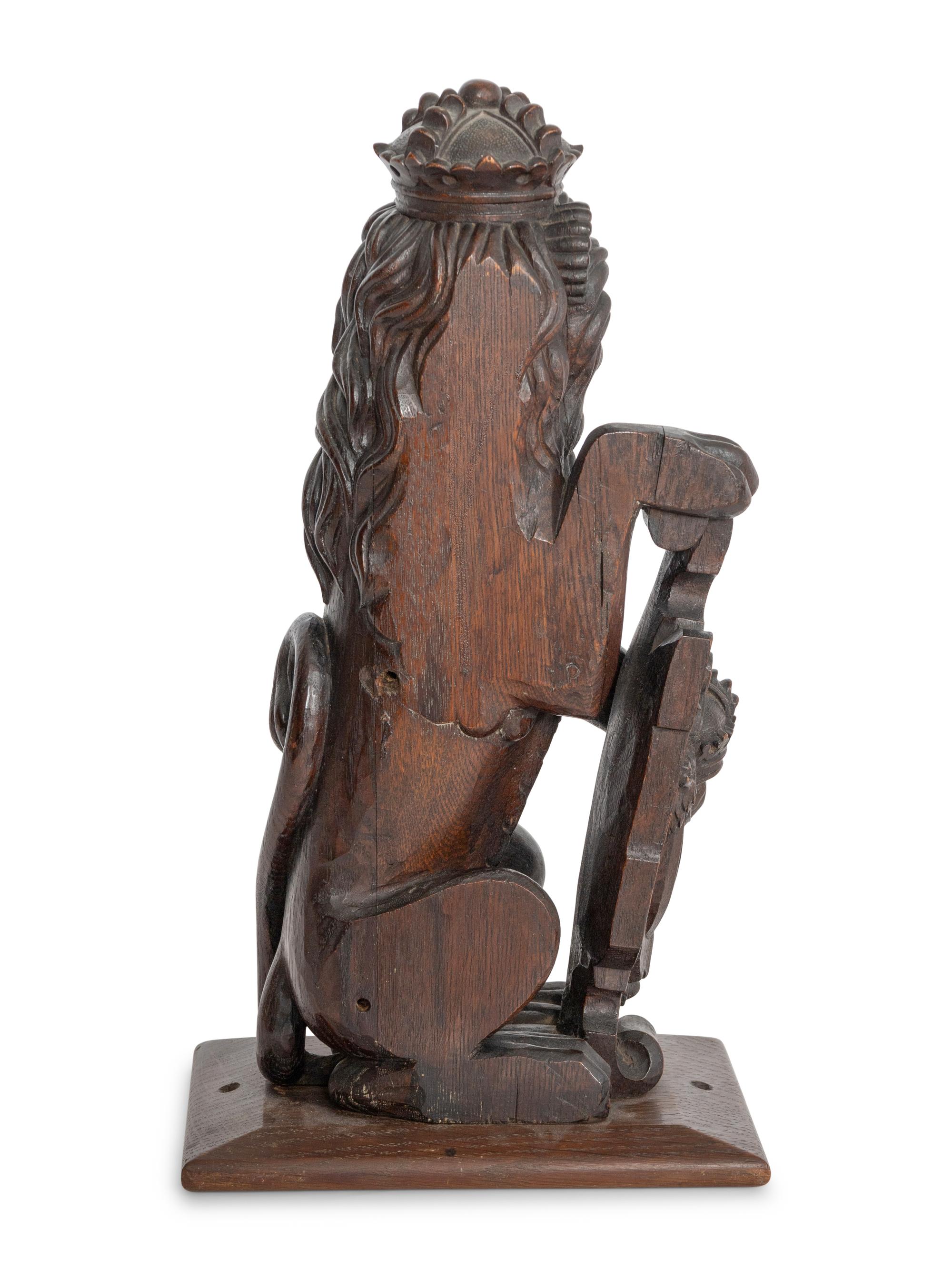 An English Carved Oak Figural Newel Post