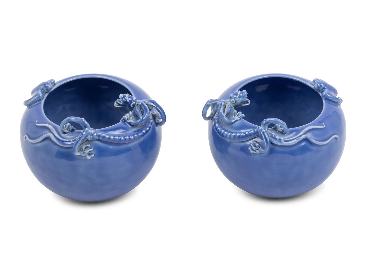 A Pair of Claire-de-Lune Glazed Porcelain Brush Washers
