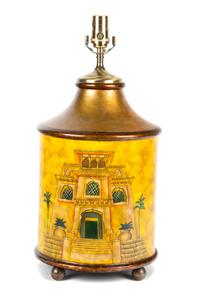 A Painted Resin Table Lamp Height overall 30 inches.