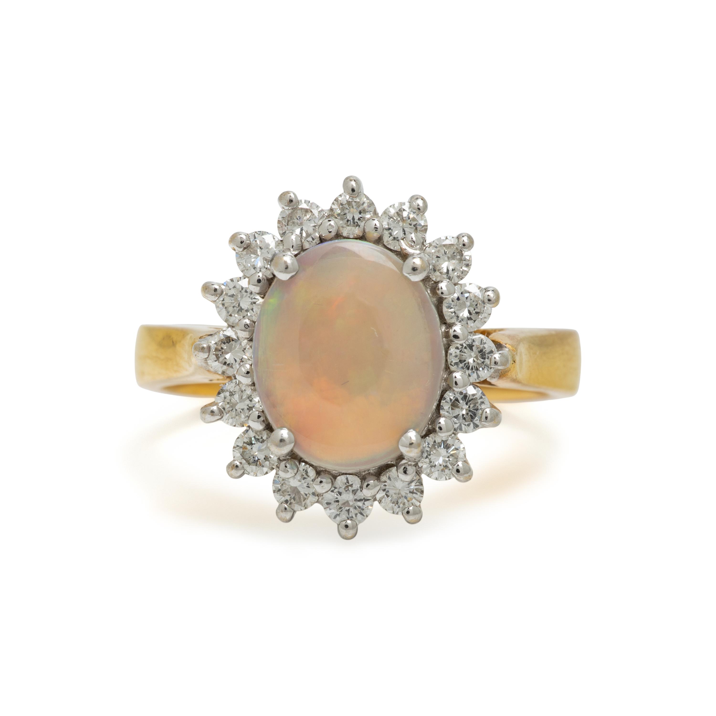 Opal Doublet and Diamond Ring