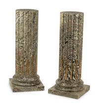 A Pair of Louis XVI Style Gilt Bronze Mounted Marble Pedestals