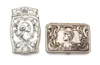 An American Silver Vesta Case, Gorham Mfg. Co., Providence, RI, 1907, the case worked with Art Nouveau style floral and vine motifs and
