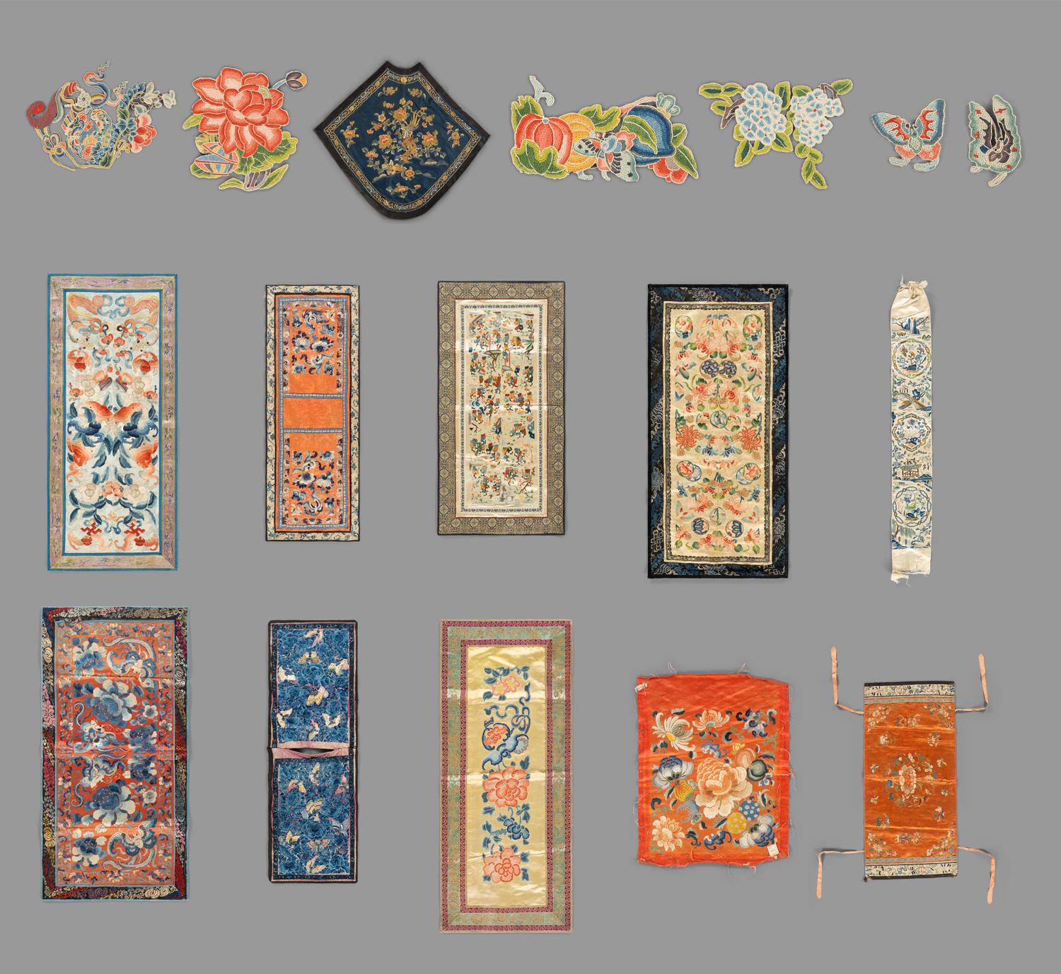 18 Chinese Embroidered Silk Textiles