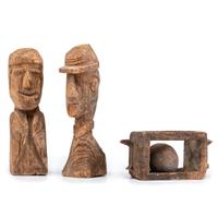 A group of 3 Civil War soldier folk art wood carvings made at Andersonville Prison, Georgia.