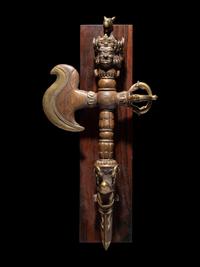 Two Tibetan Gilt Bronze Ritual Daggers