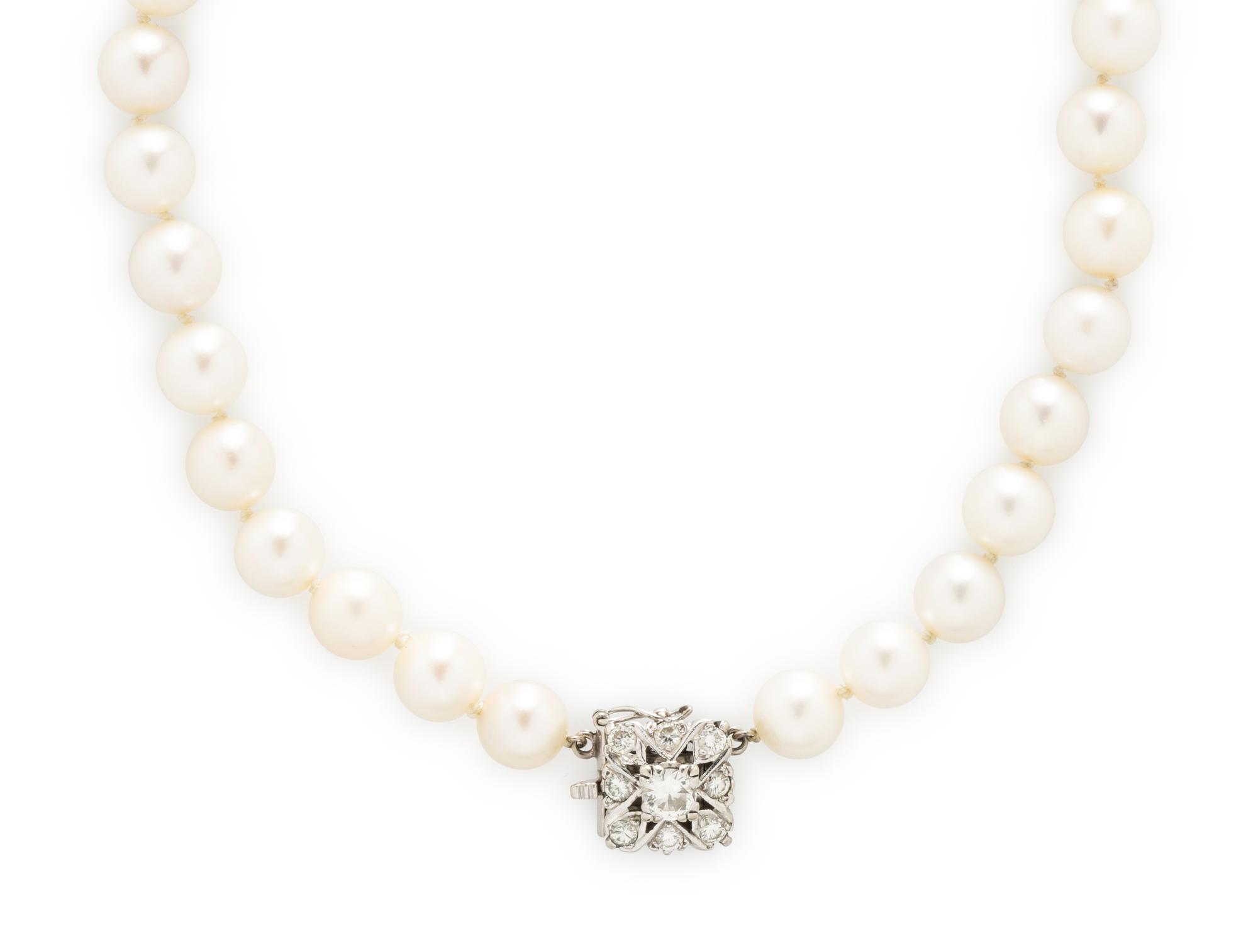 CULTURED PEARL AND DIAMOND NECKLACE