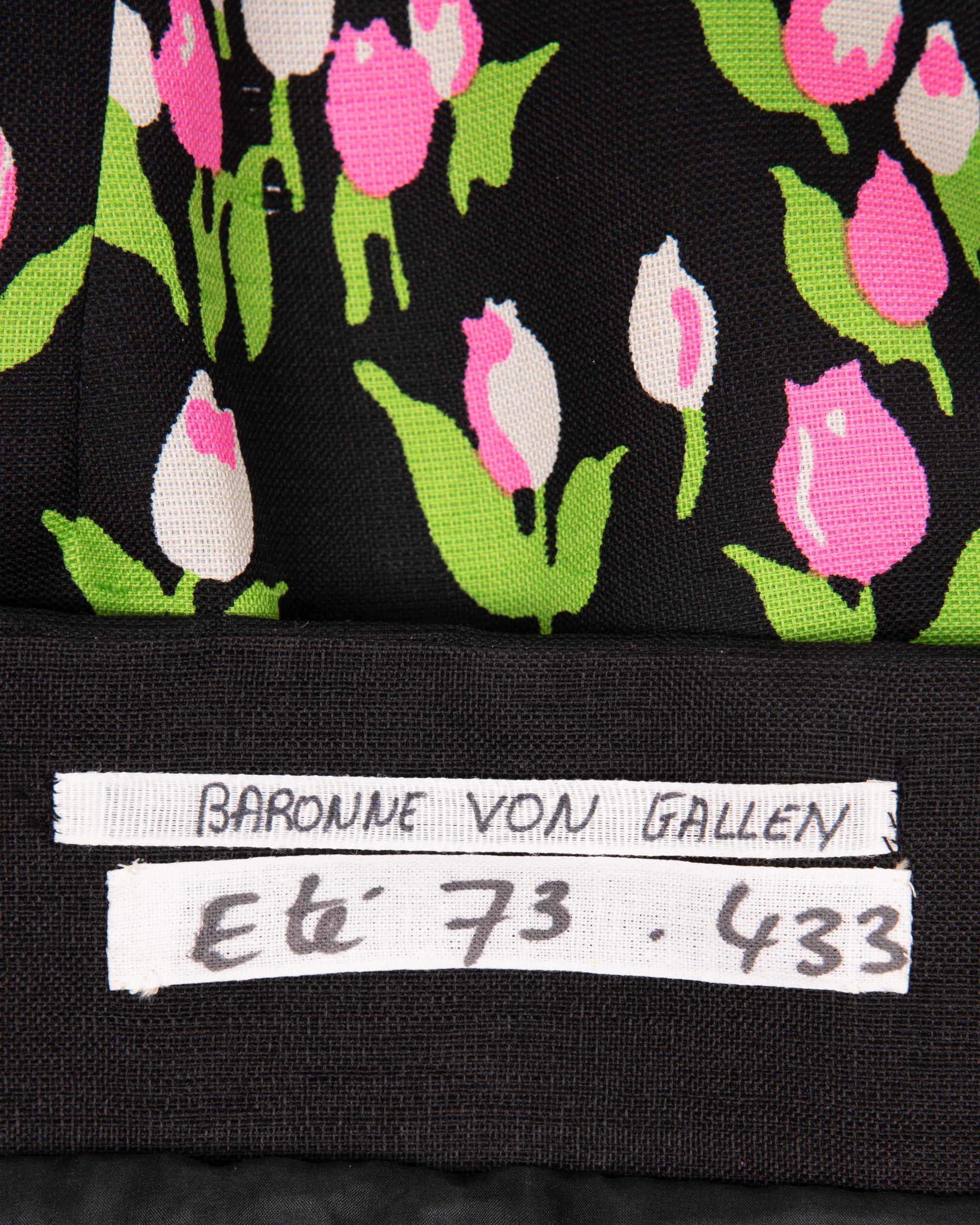 Givenchy Haute Couture Tulip-Print Dress and Cape, 1973