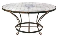 A Tiled and Patinated-Metal Center Table Height 33 x width 62 x depth 38 inches. — 19TH CENTURY