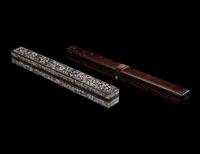A Chinese and a Southeast Asian Flute — 黑漆螺鈿及窯變釉瓷笛兩支