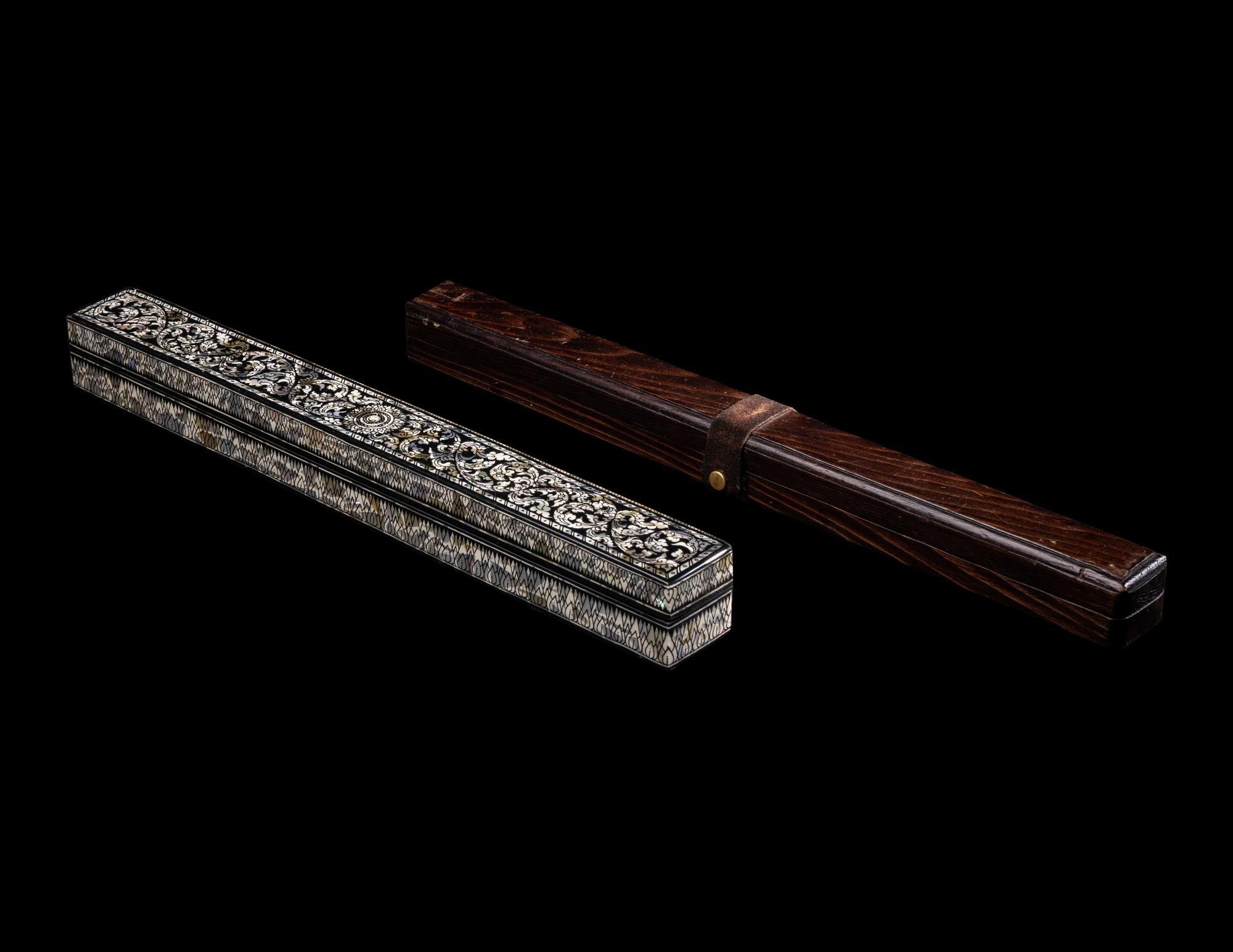 A Chinese and a Southeast Asian Flute — 黑漆螺鈿及窯變釉瓷笛兩支