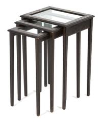 A Set of Three Chinoiserie Lacquered Nesting Tables Height of tallest 20 inches. — 20TH CENTURY