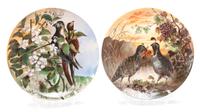 Two Limoges Porcelain Game Plates Diameter 9 inches.