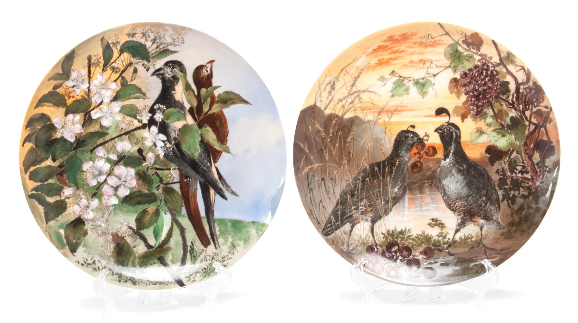 Two Limoges Porcelain Game Plates Diameter 9 inches.
