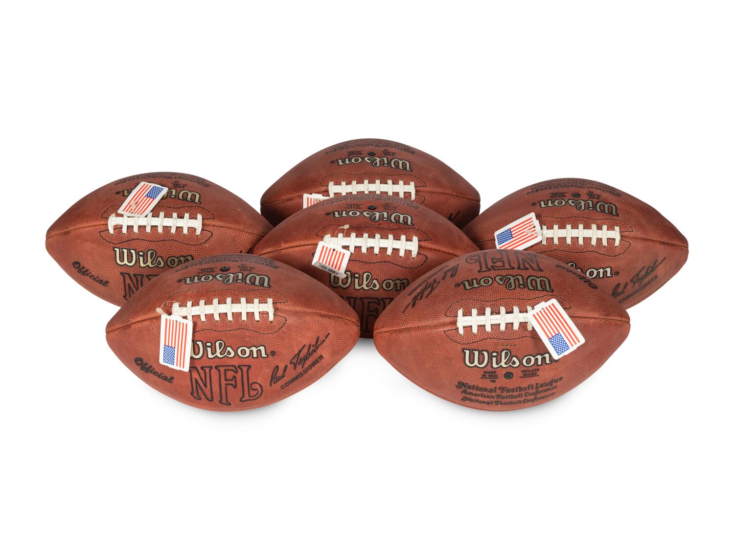 A Group of Five Vintage Wilson NFL Official Game Footballs (Paul Tagliabue Commissioner)