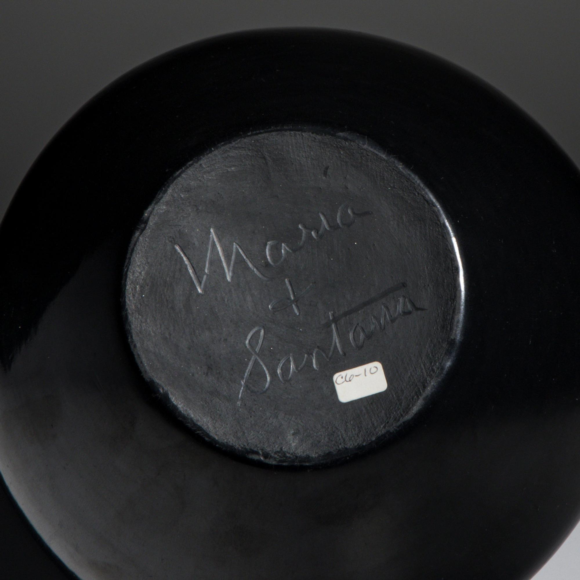 Maria and Santana Martinez (San Ildefonso, 1887-1980 / 1909-2002) — Blackware Pottery Jar, with Avanyu 1954-1956