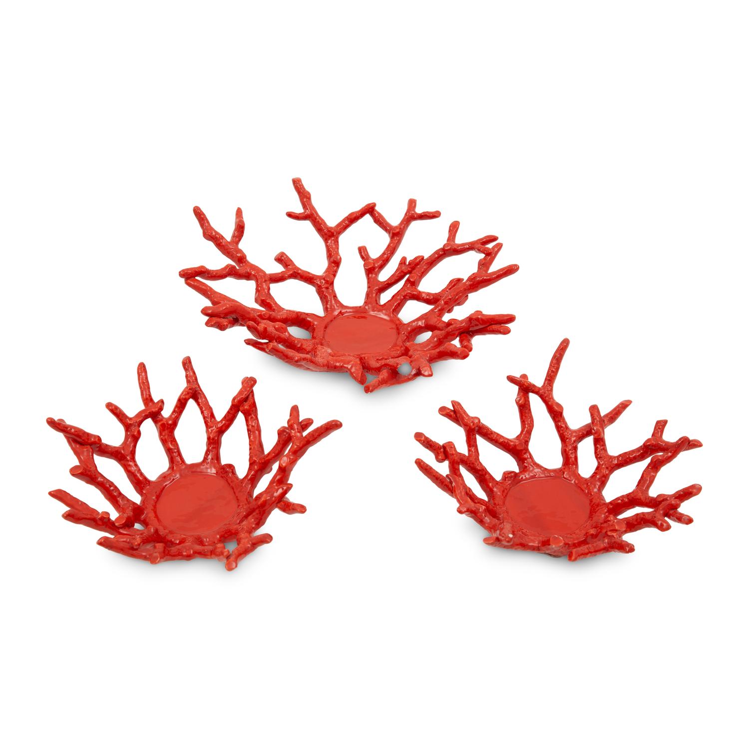 A Group of Nine Red Coral-Form Decorative Objects