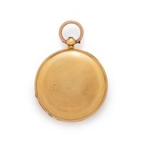 18K YELLOW GOLD HUNTER CASE POCKET WATCH WITH GOLD-FILLED FOB CHAIN
