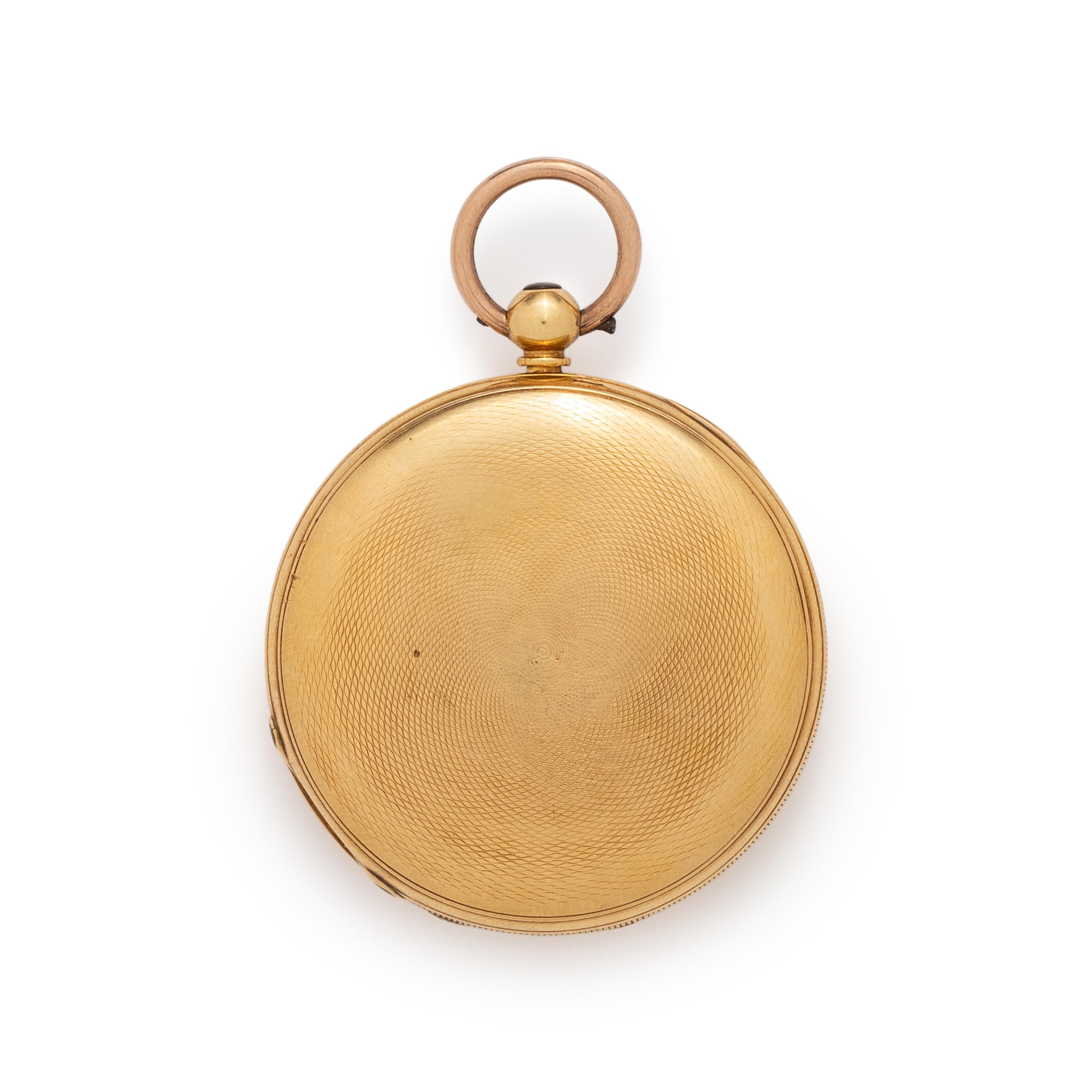 18K YELLOW GOLD HUNTER CASE POCKET WATCH WITH GOLD-FILLED FOB CHAIN