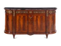 A Louis XVI Style Gilt Bronze Mounted Mahogany Marble-Top Console Cabinet