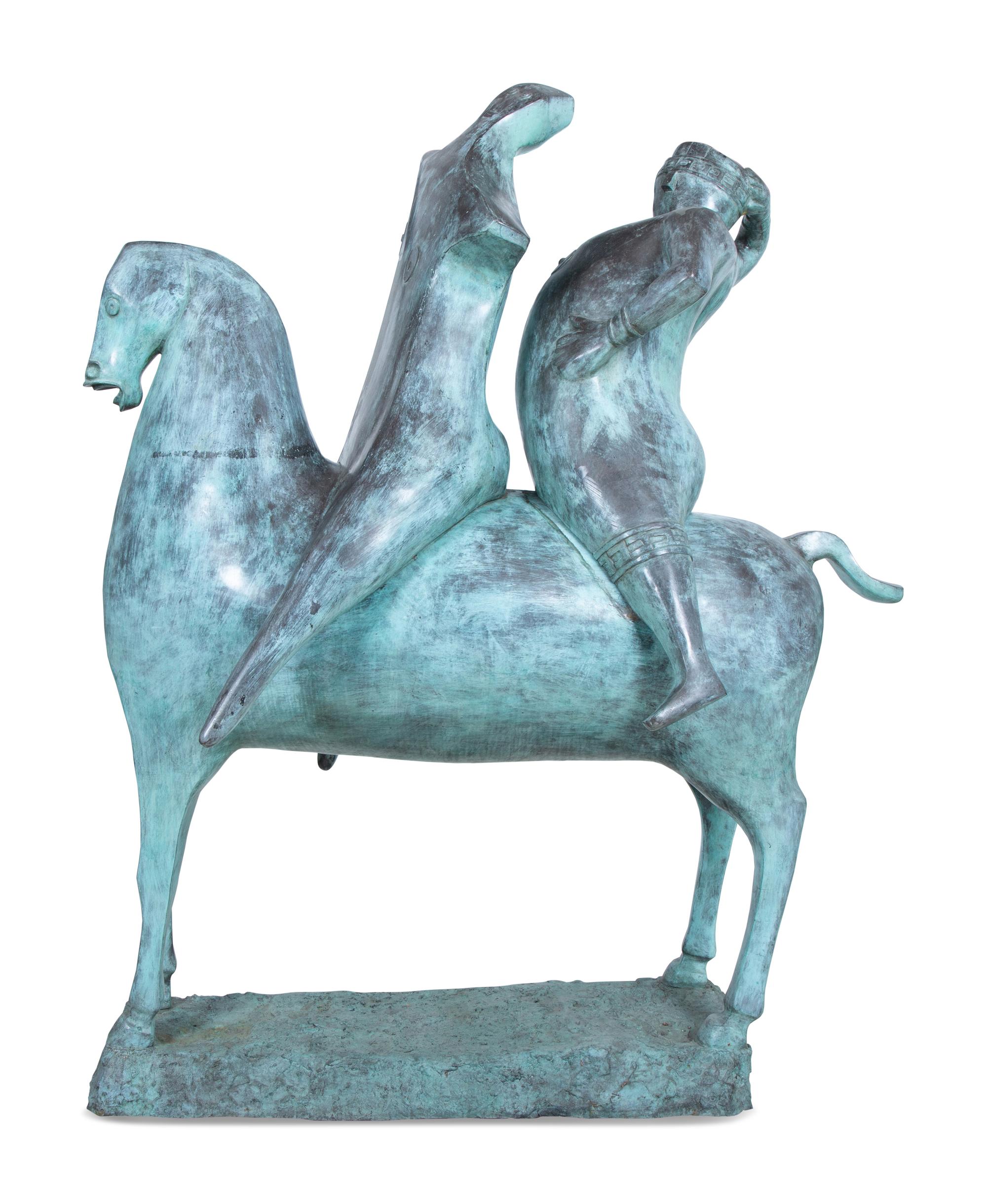 Caballo con dos jinetes