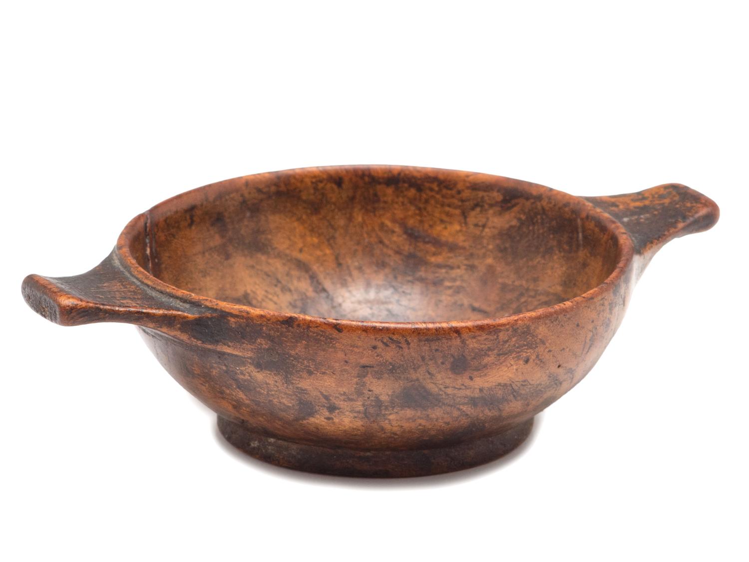 A Miniature Handled Burlwood Dough Bowl, 19th Century