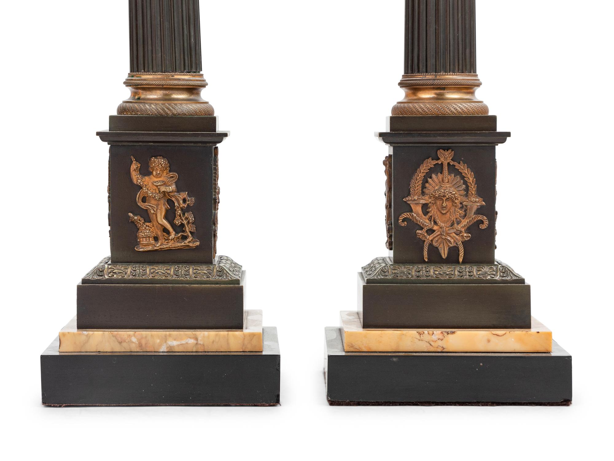 A Pair of Neoclassical Bronze Table Lamps