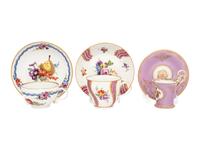 Three Meissen Porcelain Teacups and Saucers