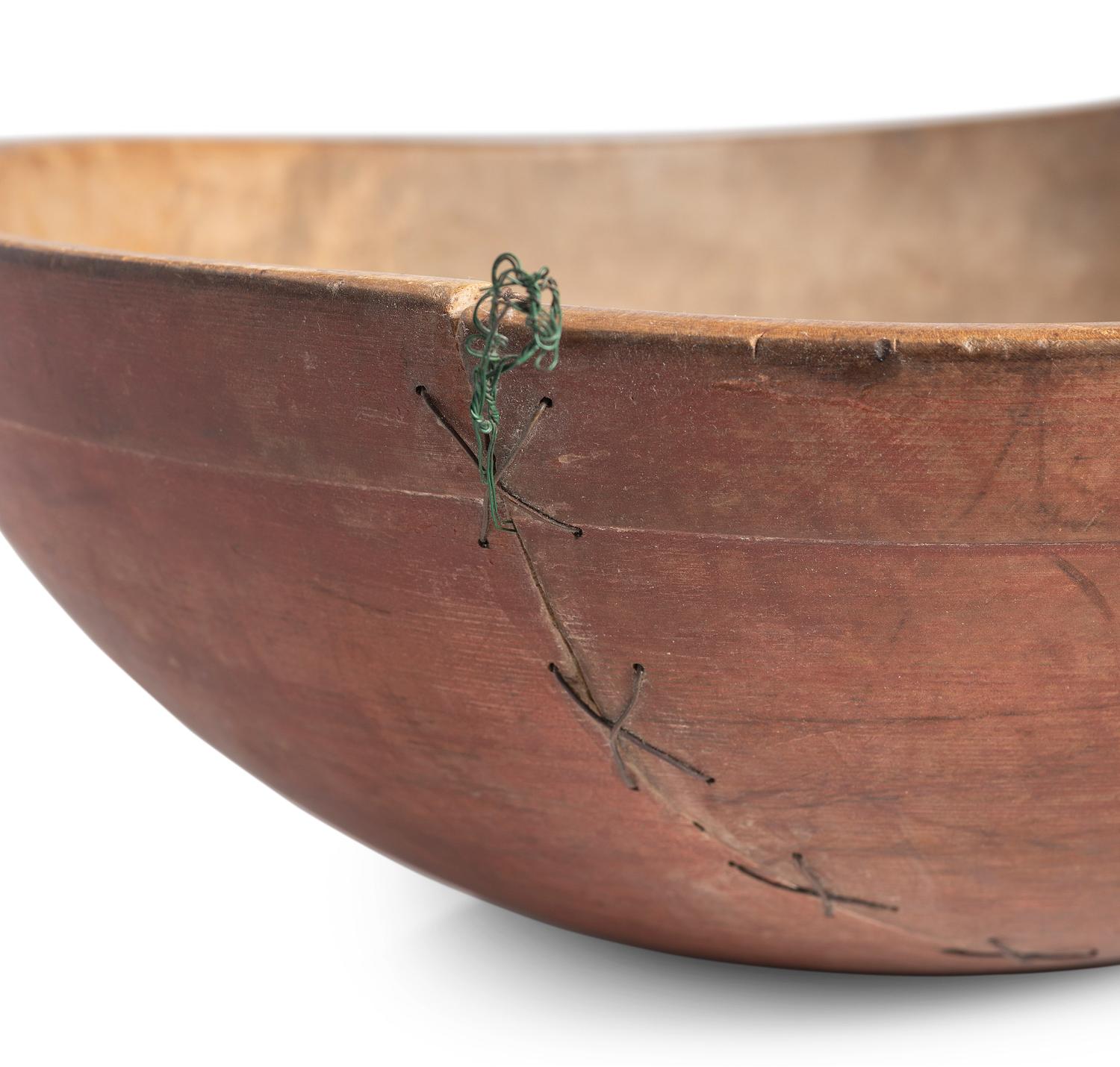 Four Stained and Carved Wood Bread Bowls