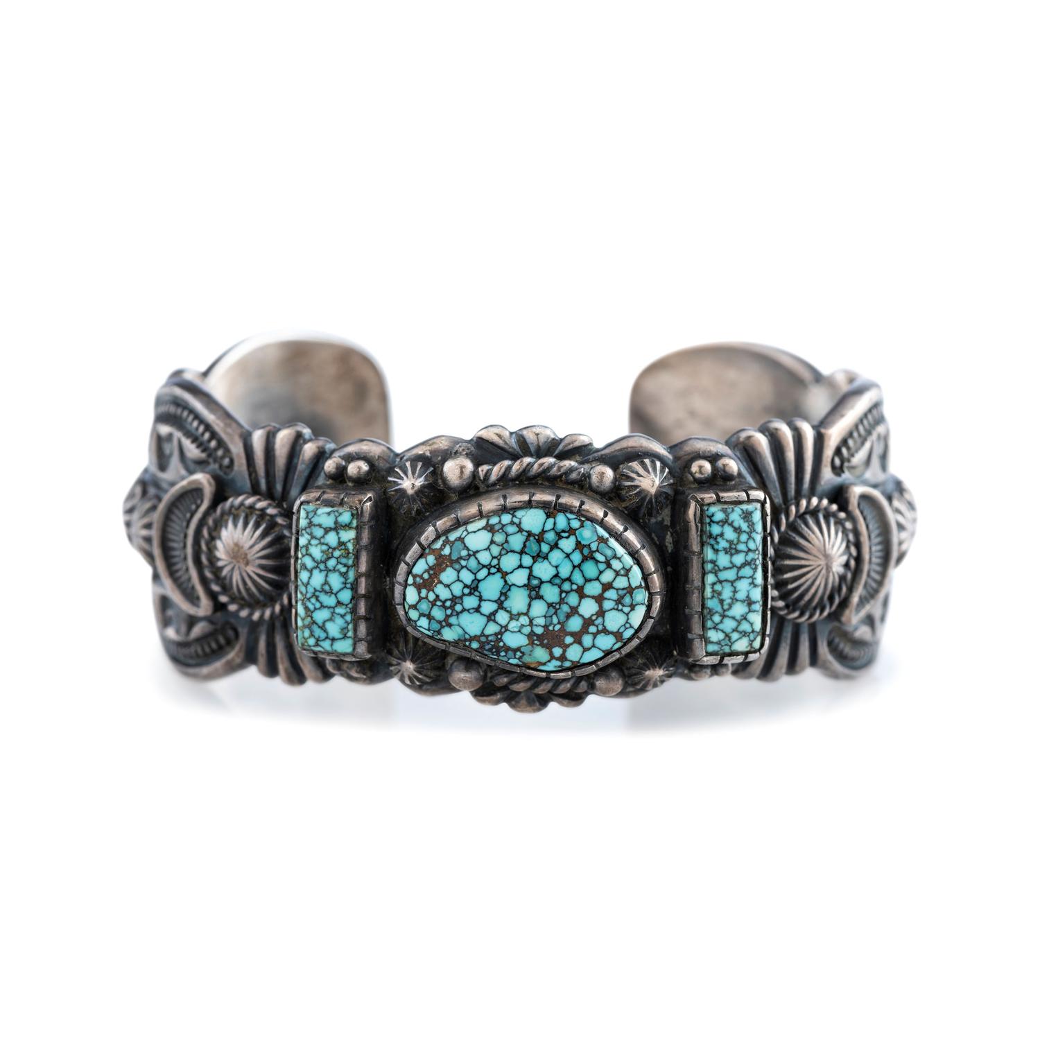 Silver and #8 Turquoise Cuff Bracelet