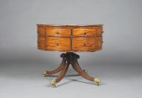 A George III Mahogany Library Table, Height 25 1/4 x diameter 29 1/2 inches.