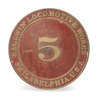 A Painted Cast Iron Baldwin Locomotive Works Train Plate from the Central Adela #5