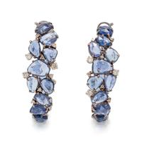 SAPPHIRE AND DIAMOND HOOP EARRINGS